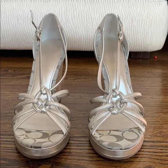 Coach Shoes - Silver Coach Wedges
